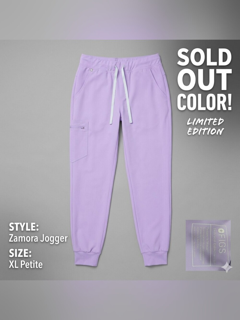 FIGS Lavender Dew Zamora Jogger Scrub Pants - Size XL Petite - Excellent Used Co